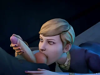 3D Porn - Cartoon Sex - Girl swallows sperm after blowjob and handjob in the toilet