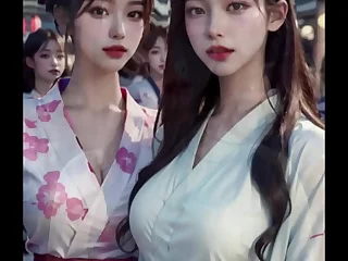 &lpar;3D Active AI-GENERATED MODELS&rpar; girlfriends came connected surrounding yukatas &lpar;with pussy masturbation ASMR sound&excl;&rpar;